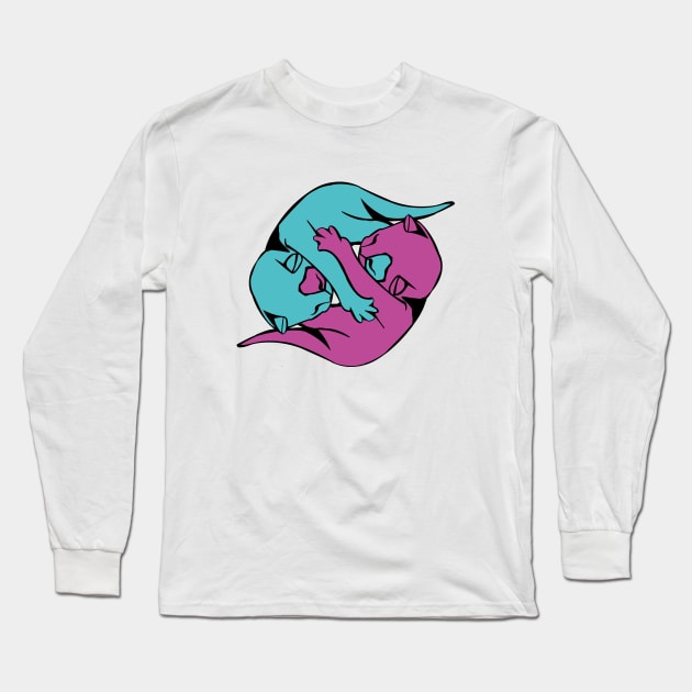 Yin and Yang Kitties Long Sleeve T-Shirt by Killer Rabbit Designs